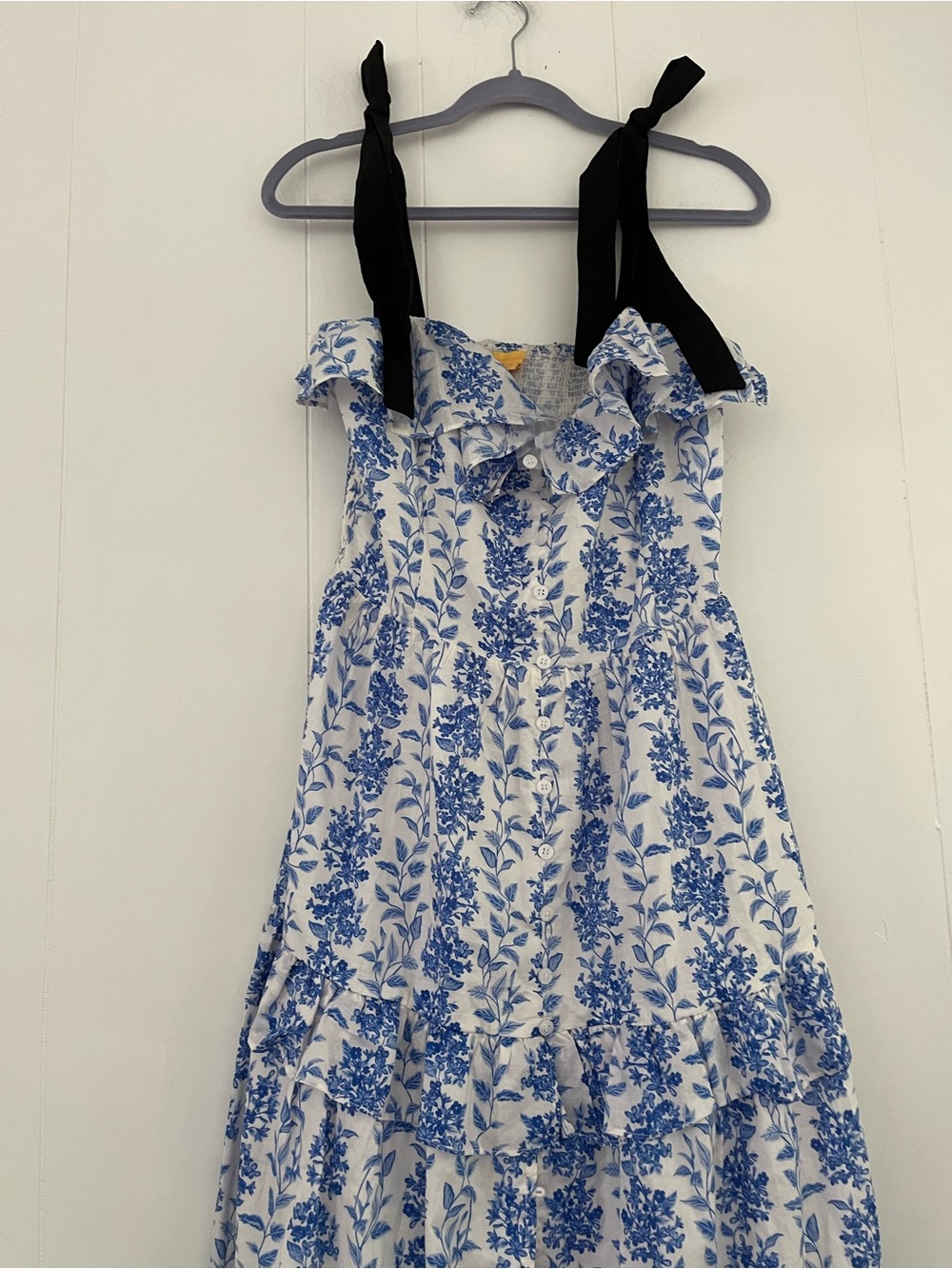 NWT Willow Wisp Tiered Floral Maxi Dress Blue White Size XL